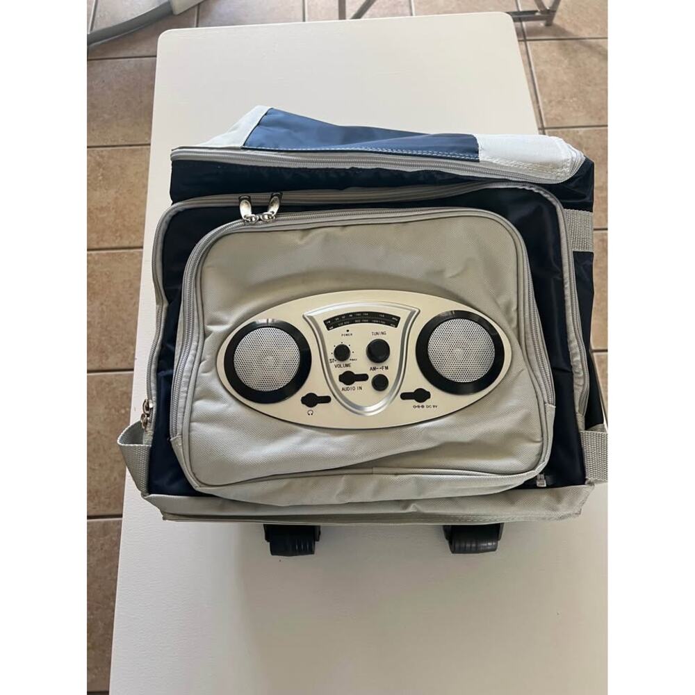 picnic plus cooler on wheels with radio